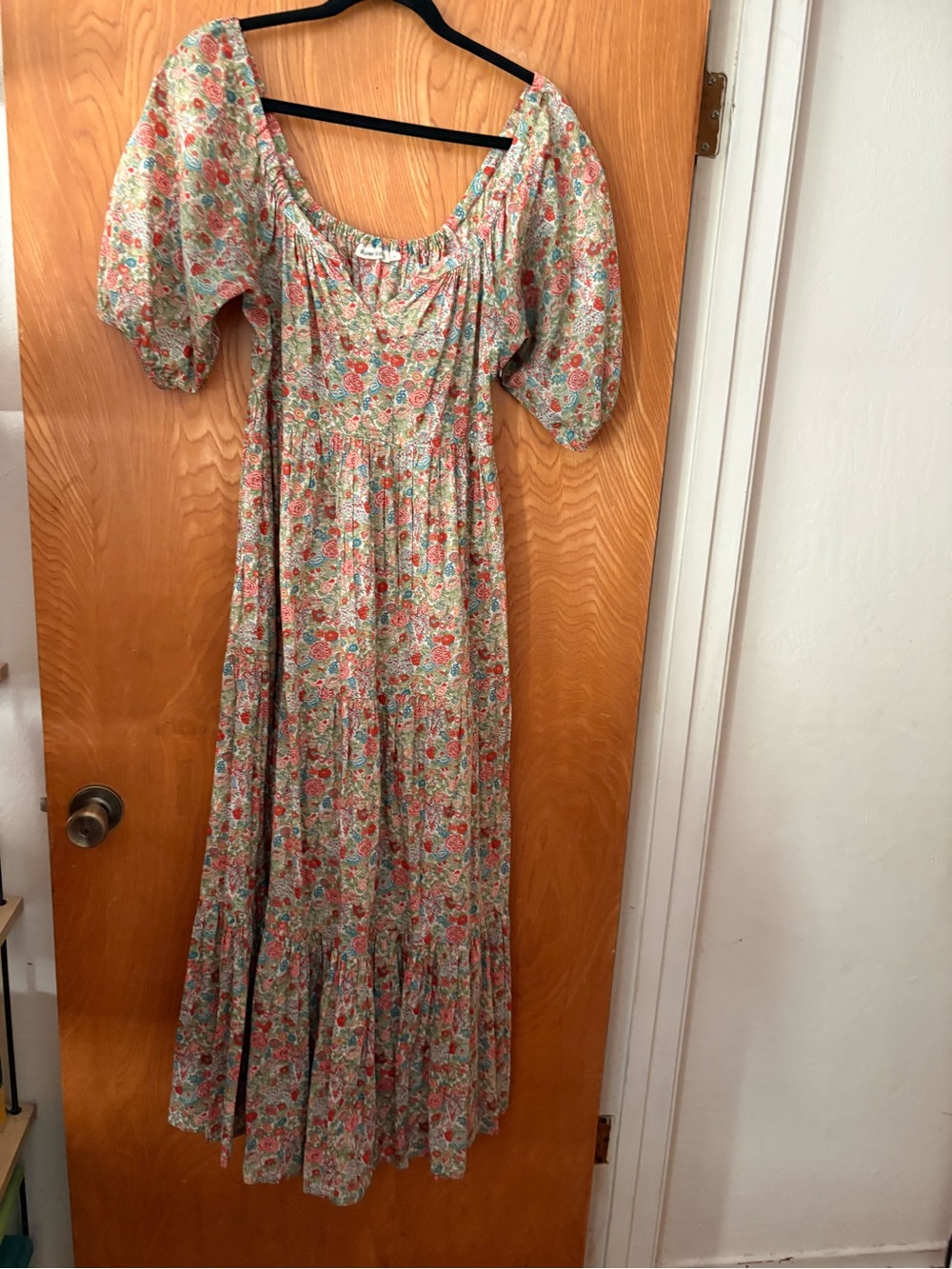 Roller Rabbit Floral Maxi Dress in Green and Coral XS - Picture 2 of 12